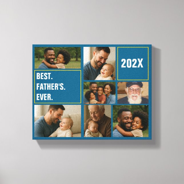 Best Father Ever Photo Collage and Custom Text Canvas Print (Front)