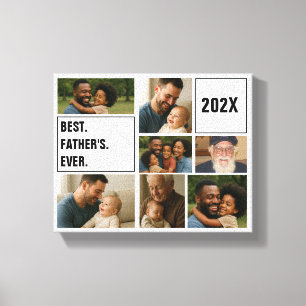 Best Father Ever Photo Collage and Custom Text Canvas Print
