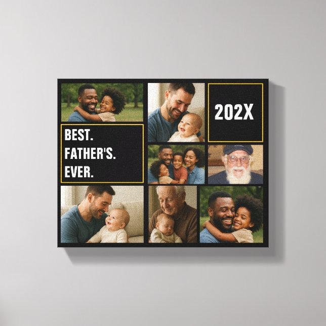 Best Father Ever Photo Collage and Custom Text Canvas Print (Front)