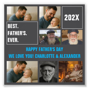 Best Father Ever Photo Collage and Custom Text Print