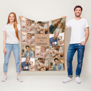 Best Father Ever Photo Collage   Personalised  Fleece Blanket