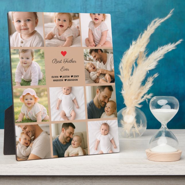 Best Father Ever Photo Collage | Personalized  Plaque (Side)