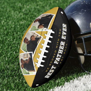 Best Father Ever Photo Father's Day Gold & Black American Football