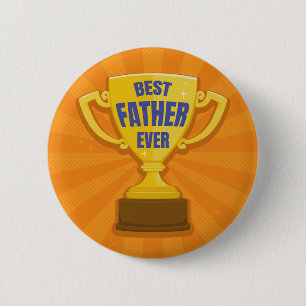 Best Father Ever Retro Trophy Cup for Dad, Daddy 6 Cm Round Badge