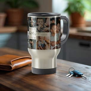 Best Father Ever Script Father's Day Photo Collage Travel Mug
