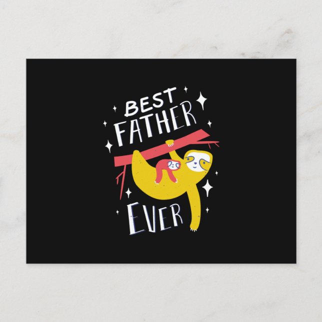 Best Father Ever Sloth Fathers Day Dad Postcard (Front)