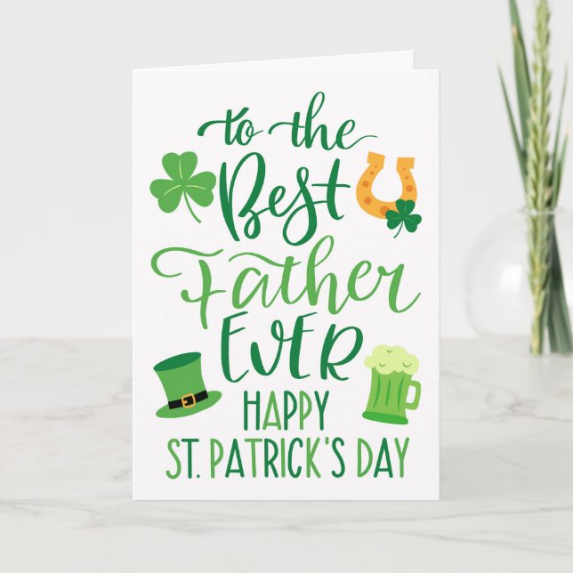 Best Father Ever St Patrick's Day Typography Card (Front)