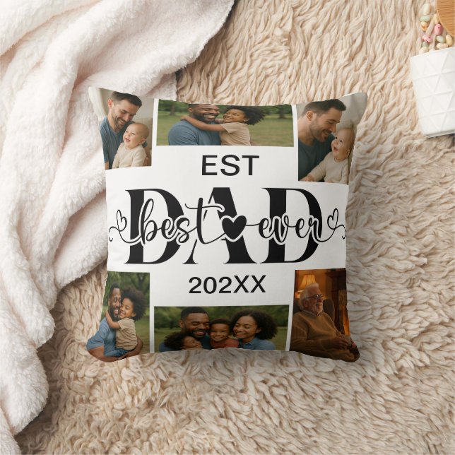 Best Father Ever Throw Pillow – Personalised Photo (Blanket)