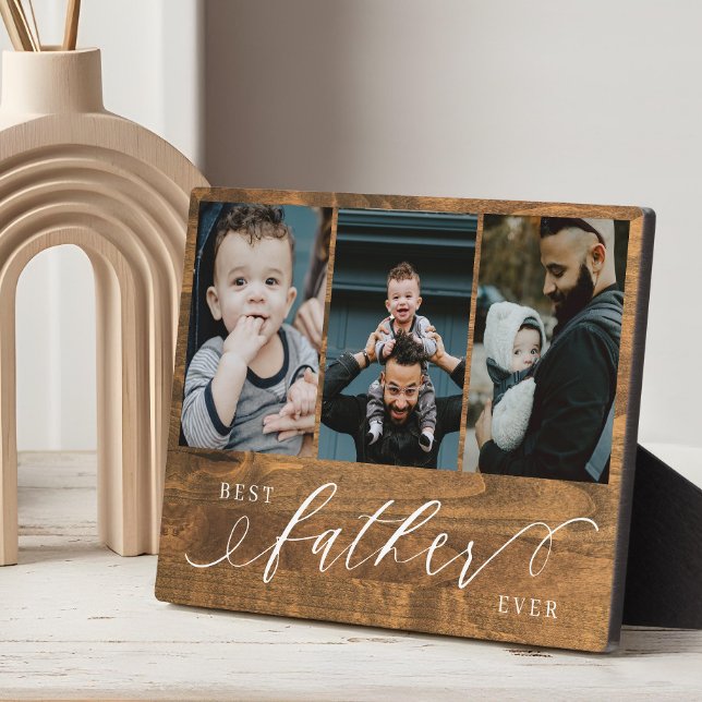 Best Father Ever Woodgrain Fathers Day Gift Photo Plaque (Best Father Ever Woodgrain Fathers Day Gift Photo Plaque)
