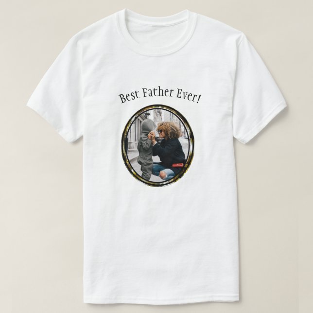 Best Father Family Photo Frame T-Shirt (Design Front)