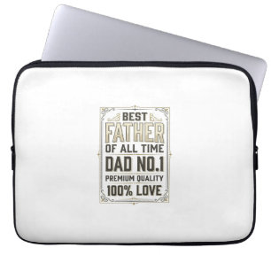Best Father Vintage Engraving Typographic Shirt De Laptop Sleeve