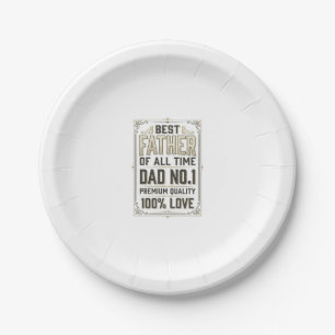 Best Father Vintage Engraving Typographic Shirt De Paper Plate