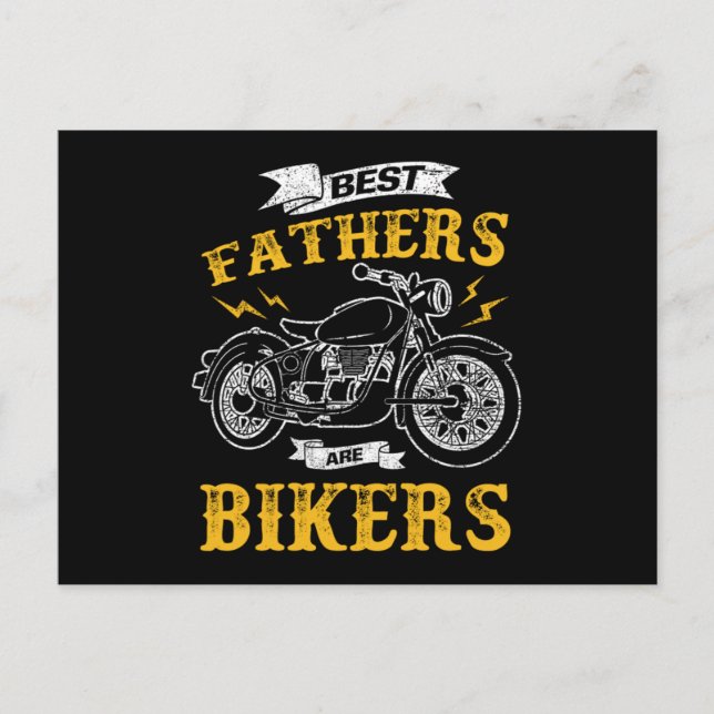 Best Fathers Are Bikers Bike Biker Dad Daddy Motoc Postcard (Front)