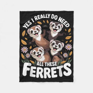 Best Ferret Art For Men Women Kids Pet Ferret Love Fleece Blanket