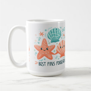 Best Fins Forever T-Shirt, Cute Starfish Seashell Coffee Mug
