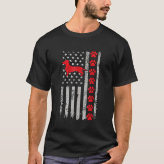 Best Firefighter Dachshund Mum Dad Ever US Flag Do T-Shirt
