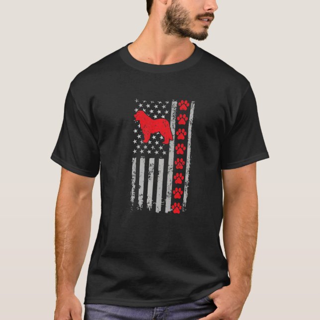 Best Firefighter Leonberger Mum Dad Ever Us Flag D T-Shirt (Front)