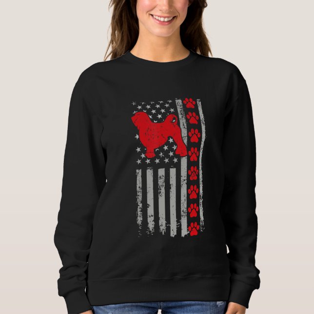 Best Firefighter Lowchen Mum Dad Ever Us Flag Dog  Sweatshirt (Front)