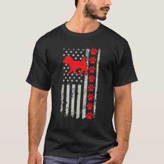 Best Firefighter Maltese Mum Dad Ever Us Flag Dog  T-Shirt