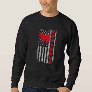 Best Firefighter Samoyed Mum Dad Ever Us Flag Dog Sweatshirt