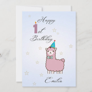 Best first year happy birthday flat card for kids