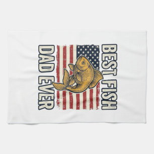 Best Fish Dad Ever Vintage Goldfish Shirt Design_1 Tea Towel