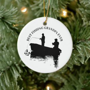 Best Fishing Grandpa Ever Father's Day Grandfather Ceramic Tree Decoration