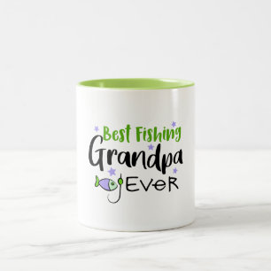 Best Fishing Grandpa Ever Father's Day Grandfather Two-Tone Coffee Mug