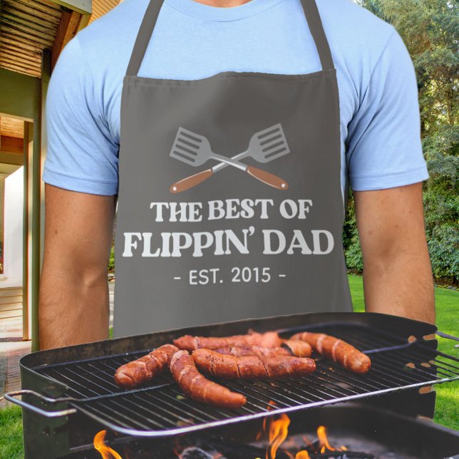 Best Flippin Dad Spatula Funny Retro Apron (In situ)