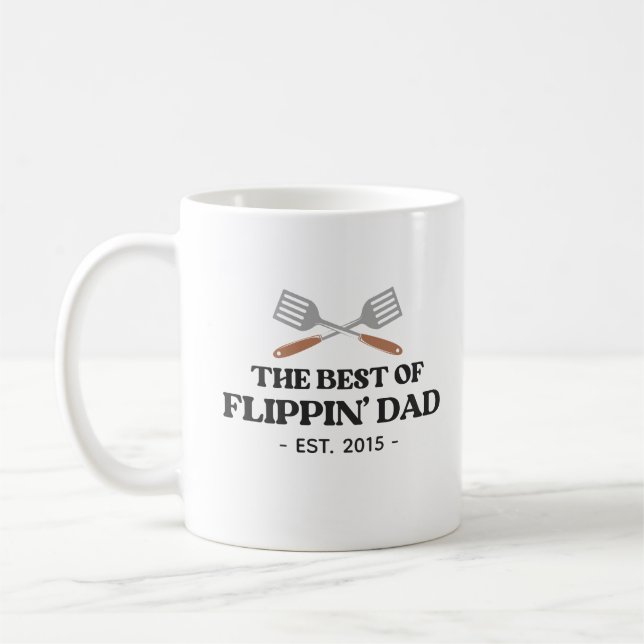 Best Flippin Dad Spatula Funny Retro  Coffee Mug (Left)