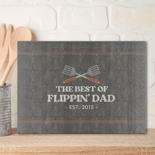 Best Flippin Dad Spatula Funny Retro Cutting Board