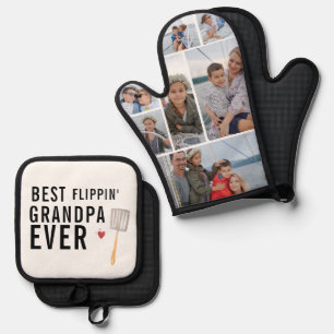 Best Flippin' Grandpa Ever   7 Photo Oven Mitt & Pot Holder Set
