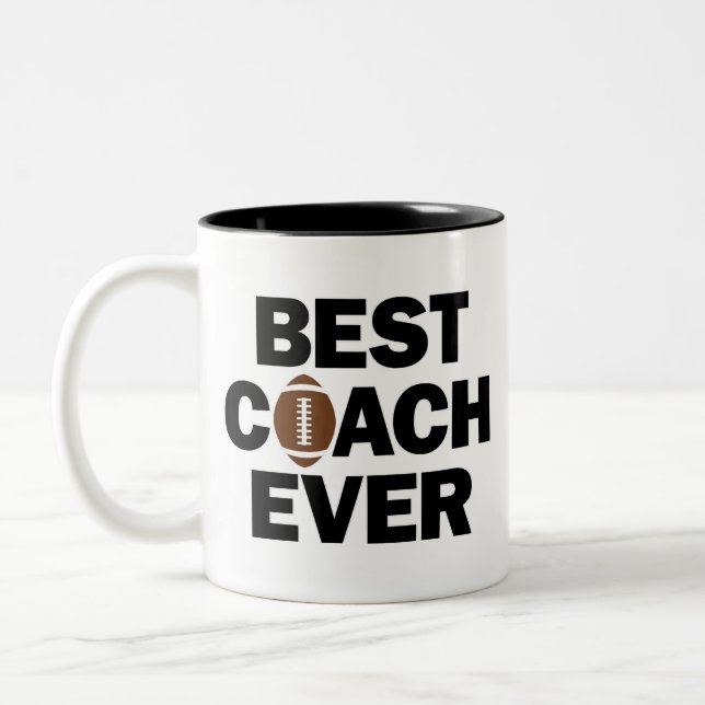 Best Football Coach Ever Sports Two-Tone Coffee Mug (Left)