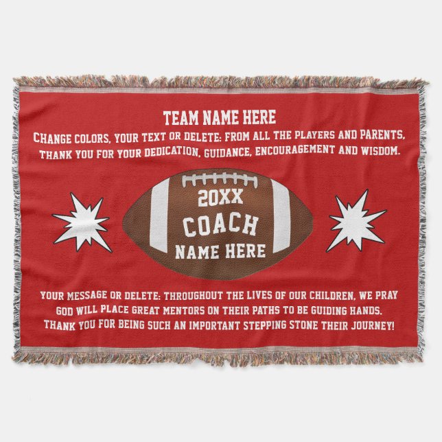 Best Football Coach Gifts, Personalised Blanket (Front)