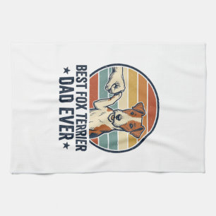 Best Fox Terrier Dad Ever Vintage Dog Lover Shirt_ Tea Towel