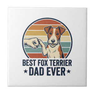 Best Fox Terrier Dad Ever Vintage Dog Lover Shirt_ Tile