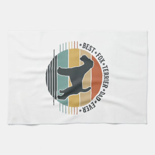 Best Fox Terrier Dad Ever Vintage Dog Shirt_1 Tea Towel