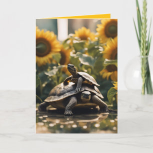 Best Freinds turtles and sunflowers birthday Card
