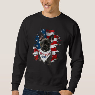 Best French Bulldog Dog Dad Cute Usa Flag Father's Sweatshirt