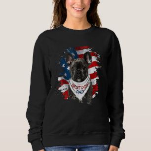 Best French Bulldog Dog Dad Cute Usa Flag Father's Sweatshirt