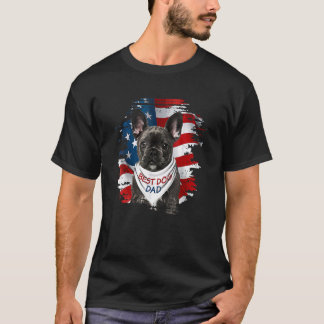 Best French Bulldog Dog Dad Cute Usa Flag Father's T-Shirt