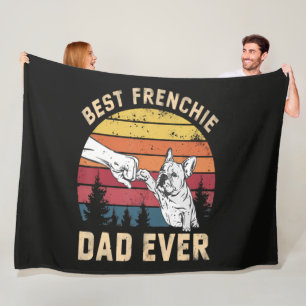 Best Frenchie Dad Ever Retro Fleece Blanket