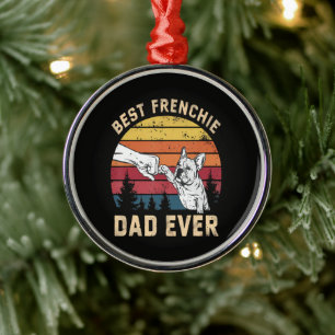 Best Frenchie Dad Ever Retro Metal Tree Decoration
