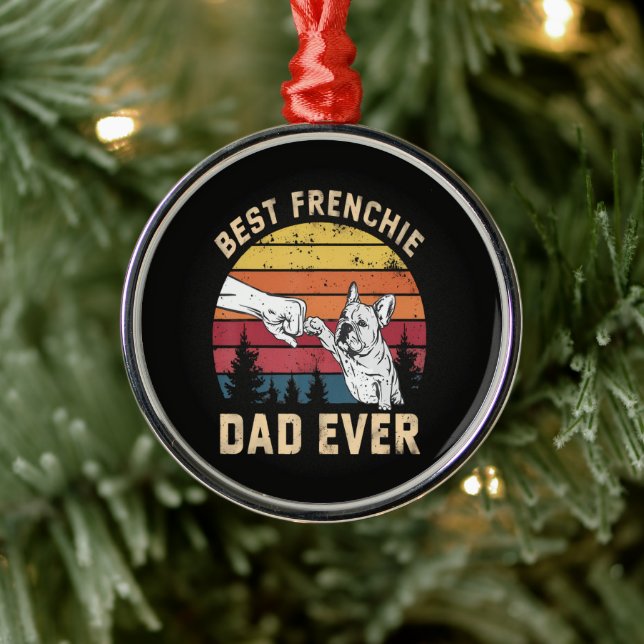 Best Frenchie Dad Ever Retro Metal Tree Decoration (Tree)