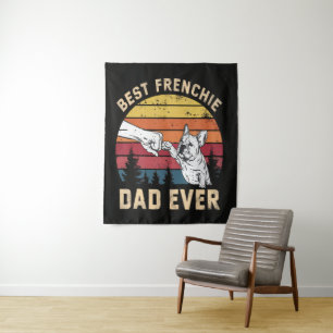 Best Frenchie Dad Ever Retro Tapestry