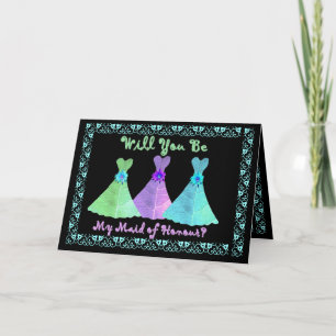 BEST FREND - Maid of Honour - Blue Green Purple Invitation