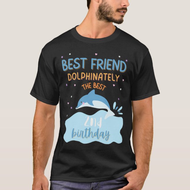 Best Friend 2Nd Birthday Dolphin Bday Party Family T-Shirt (Front)