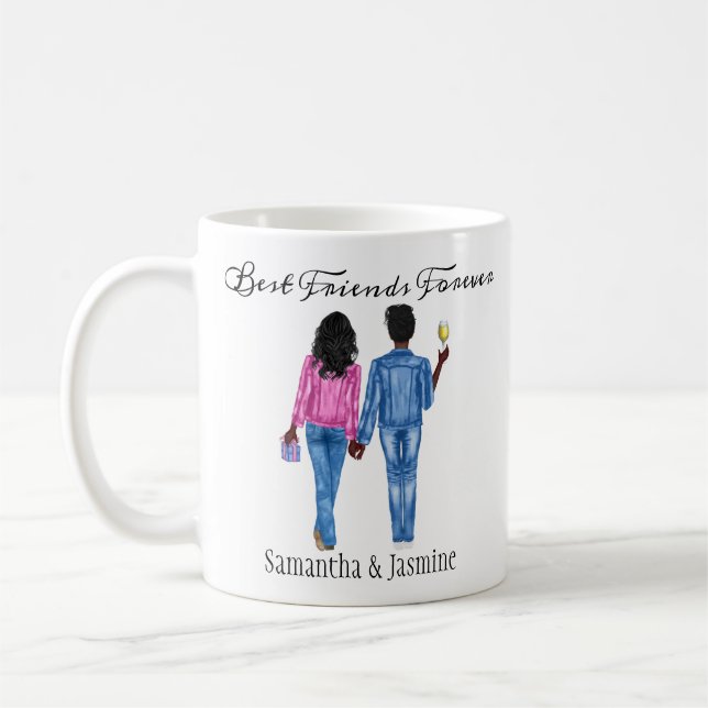 Best Friend African American Girls Photo Custom Coffee Mug (Left)