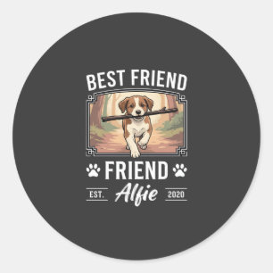 Best Friend Alfie Dog Lover Classic Round Sticker