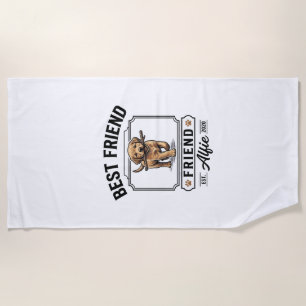 Best Friend Alfie Vintage Dog Lover Design_1 Beach Towel